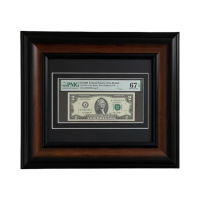 ELEGANT BROWN FRAME FOR PMG GRADED CURRENCY- UV PROTECTION & BLACK OR GREEN MATS