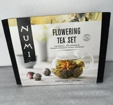 NEW Numi FLOWERING TEA SET  Glass Teapot & 6 Asst. Blooms ~ Makes 18 Pots of Tea