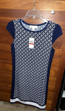 Michael Kors Cap Sleeve Border Print Dress Navy Size XS NEW with Tags MSRP $98