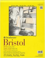 Strathmore 300 Series Bristol Paper Pad, Smooth, 11x14 inches, 20 Sheets