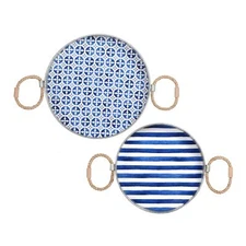 Spotisan Round Serving Tray – Santorini Collection Set of 2 Decorative Trays – B