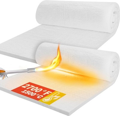 Ceramic Fiber Insulation, 2 Pieces 24''x15.7''x1''Thick, 2600F Fireproof Insulat...