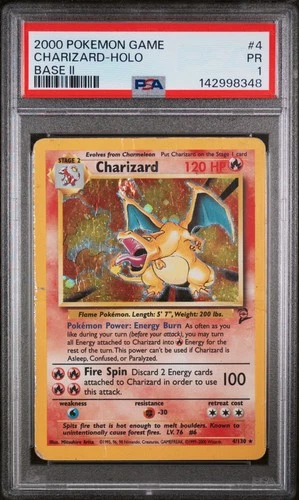 2000 POKEMON BASE SET 2 #4 CHARIZARD-HOLO PSA 1