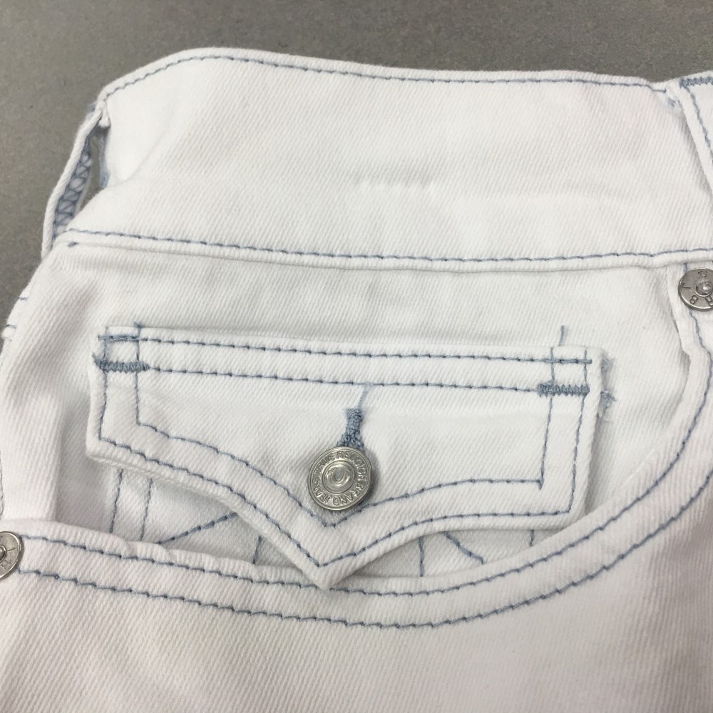 True Religion Men's Geno Relaxed Slim Jeans Sz 36X32 Optic White Flap Pocket NWT