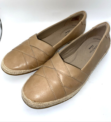 CLARKS DANELLY SHINE TAN LEATHER LOAFERS WALKING COMFORT SHOES WOMENS SZ 10