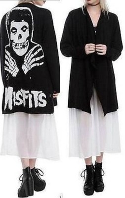 Rare Misfits Iron Fist Size XS Open Front Cardigan Punk Skull