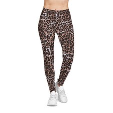 Brown  White Leopard Print Casual Leggings, Animal Cheetah Print, Yoga,Gym