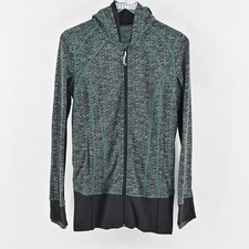 LULULEMON Womens Daily Practice Jacket Size 8 Zip Front Hooded Logo Activewear