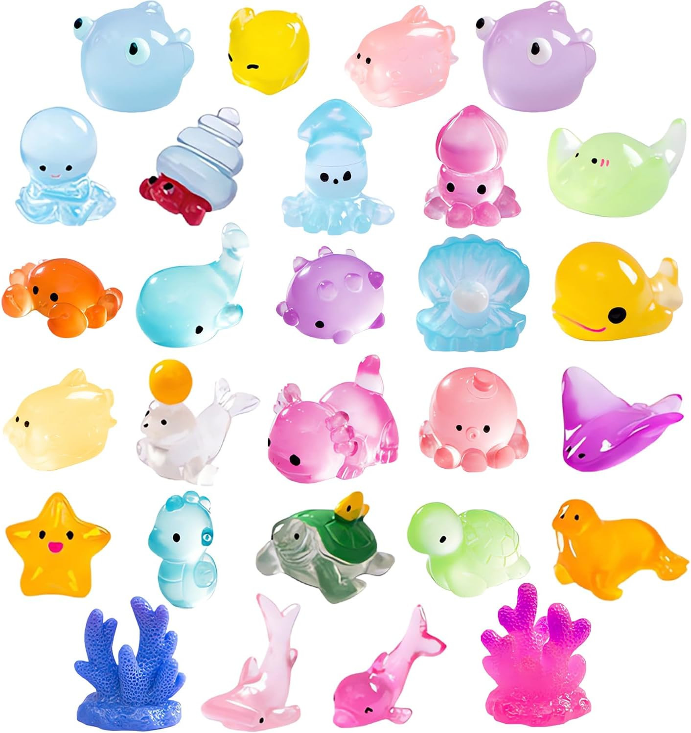 28 Pcs Ocean Mini Resin Animals, Tiny Sea Animals Figurines, Little Small Animal