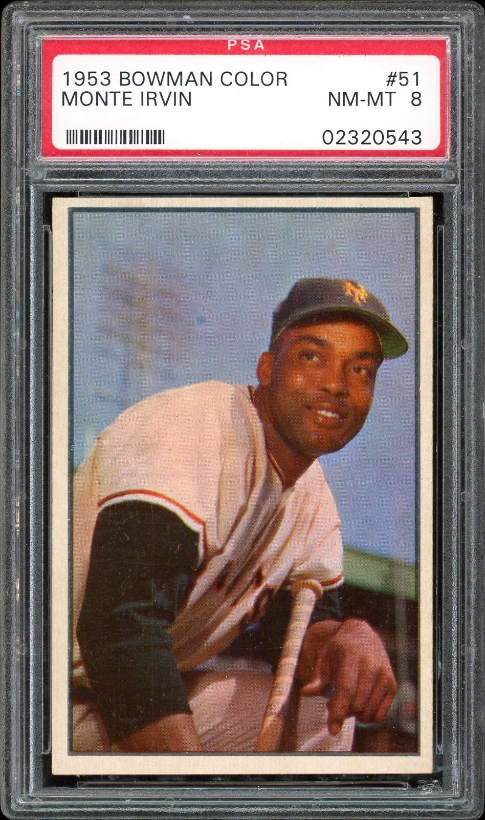 1953 Bowman Color #51 Monte Irvin HOF New York Giants PSA 8 NM-MT