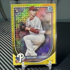 Mick Abel 2025 Bowman Chrome Mega Box Yellow Mojo Refractor 11/75 RC Phillies