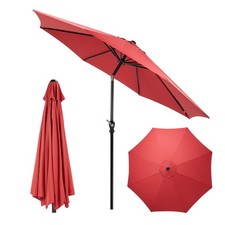 9FT Outdoor Patio Umbrella with 8 Ribs UV Protection Waterproof for Garden Red