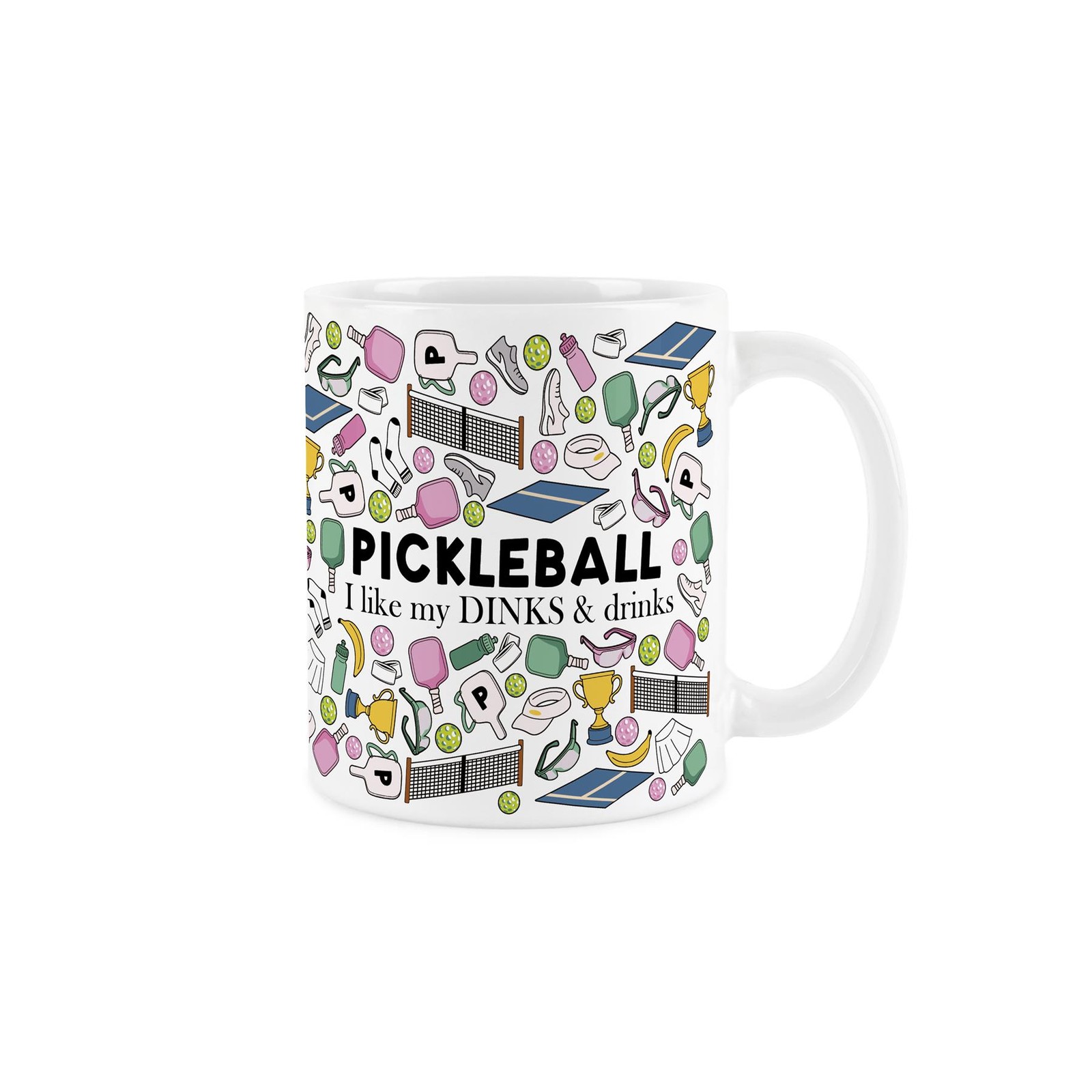 Novelty Pickleball Mug - White Ceramic Tea/Coffee Cup Pickleball Gift