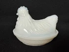 Vintage Chicken Hen on Nest Westmoreland Milk Glass White Small 3 1/2" Tall B