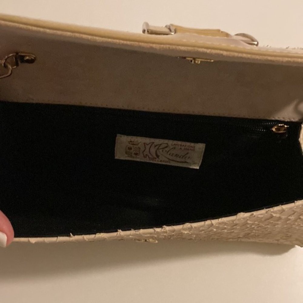 👜✨ Rolando Bellagio Beige Python-Embossed Leathe… - image 7