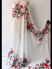 58''Wide By Yard Natural White Positional Flower Chiffon Fabric Wedding Material
