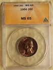 1956 25c Silver Washington Quarter Nicely TONED ANACS MS 65. Great Coin!!