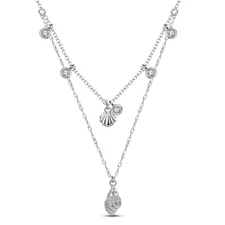 KUNSIR 925 Sterling Silver Ocean Shell Double Layer Necklace For Women Jewelry