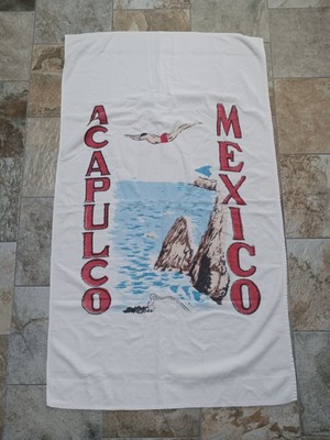 Vintage Acapulco Mexico Towel 50'' x 31'' Travel Souvenir Souvenier 