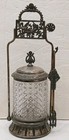 Vintage Meriden #220 Silver Plate Pickle Castor With Tongs & Glass Insert — photo 1