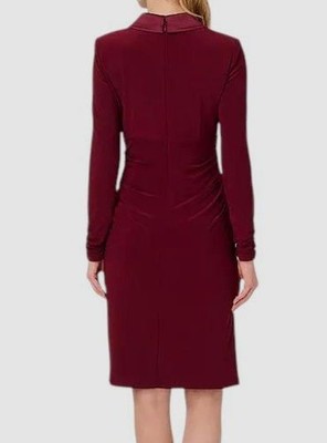Adrianna Papell Women's Jersey Tuxedo Sheath Dress - Red Wine - Size 6