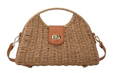 Straw Crossbody Bag for Women Hand Woven Rattan Beach Handbag Top Handle Shou...