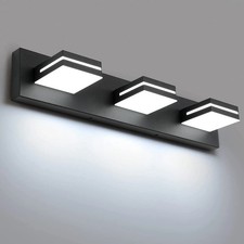 LED Bathroom Vanity Light 3-Light 24" Matte Black Wall Fixture Over Mirror 6000K