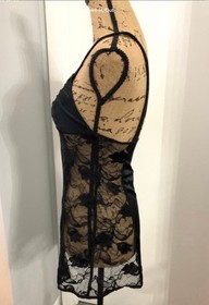 La Perla Black Satin and Lace Slip Lingerie Chemise