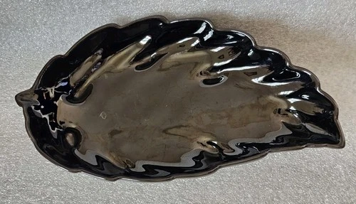 Vintage Frankoma Pottery 226 Onyx Leaf Tray / Trinket Dish