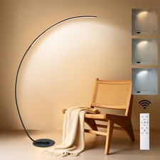 Image of Arc LED Floor Lamp Black 40W Dimmable Reading Light 3 Color Modes