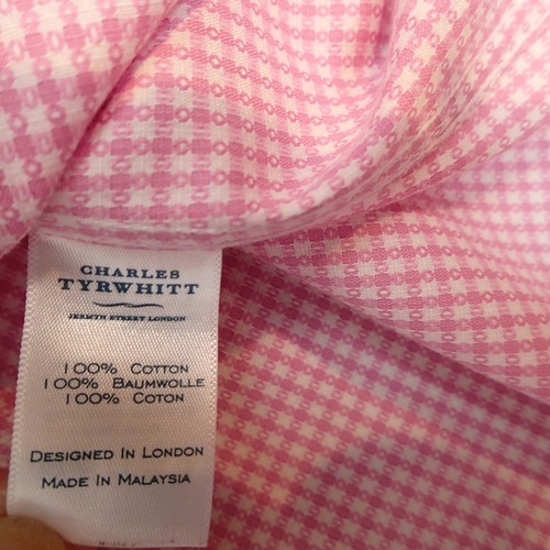 Charles Tyrwhitt Dress Shirt Mens 15.5-32 Pink/White Slim Fit non iron cotton - Picture 6 of 12