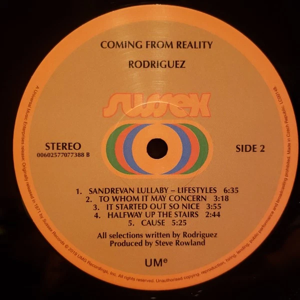 Sixto Rodriguez - Coming From Reality-2019 (M/[M) - "Vinyl Record" - Image 3 of 4
