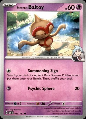 Steven's Baltoy 083/182 Pokemon Destined Rivals Common NM