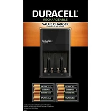 DURACELL RECHARGEABLE VALUE CHARGER WITH 6 AA AND 2 AAA BATTERIES NEW