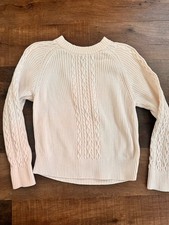 Loft Open Knit Sweater Cream Size XS
