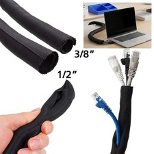 Split Braided Cable Sleeve Nylon Self Wrap Wire Loom Cord Management Protector