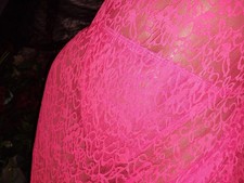 VTG Silky Nylon PINK HOT 80S BABYDOLLL STRING BIKINI PANTIES LACE STRETCH SET OS