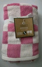 Deborah Connolly Pink White 2 Hand Towels Squares Print NWT Summer Spring