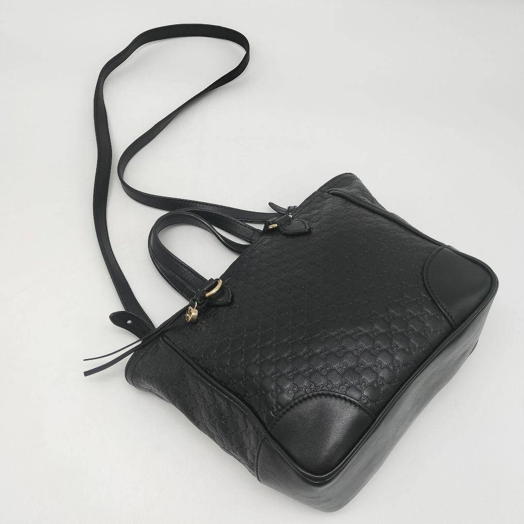 GUCCI 2Way Leather Tote Bag Black Micro GG Authentic Excellent Condition thumbnail 3