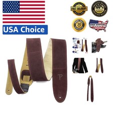 Adjustable 41"-56" Anti-Slip Suede Guitar Strap with Sheepskin, Burgundy Classic