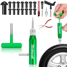 Tubeless Tire Puncture Repair Kit with Mushroom Plug, Repairs Punctures and Flat