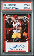 2022 LEAF DRAFT AUTO RED #BACW1 CALEB WILLIAMS PSA 8 DNA AUTO 10