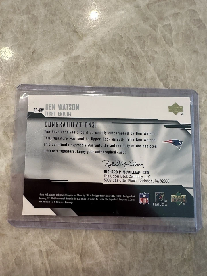 Ben Watson #SC-BW 2004 UD Diamond Pro Sigs Signature Collection Patriots Auto - Image 4 of 4