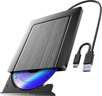 Externes CD DVD Laufwerk, Ultra dünn USB 3.0 & USB-C CD/DVD Laufwerk Extern