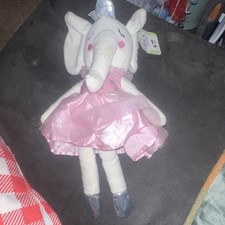 Walmart Medium Elephant Stuffed Animal Plush White Pink Silver Dress