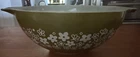 Pyrex 444 Spring Blossom Green Crazy Daisy Cinderella Mixing Bowl 4 Qt Vtg
