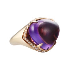 Bulgari Sassi Amethyst Diamond Gold Ring