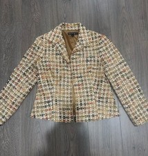 Lafayette 148 New York Tweed Blazer Jacket Cream Pastel Size 8 Women s