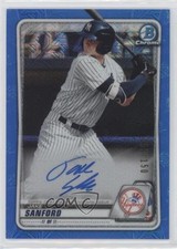 2020 Bowman Mega Box Chrome Mojo Auto Blue 55/150 Jake Sanford #BMA-JS Auto 0c6