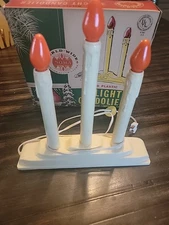 VTG Noma 3 Light Candolier Candelabra Electric Candles red orange bulbs 